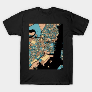 Jersey City Map Pattern in Mid Century Pastel T-Shirt